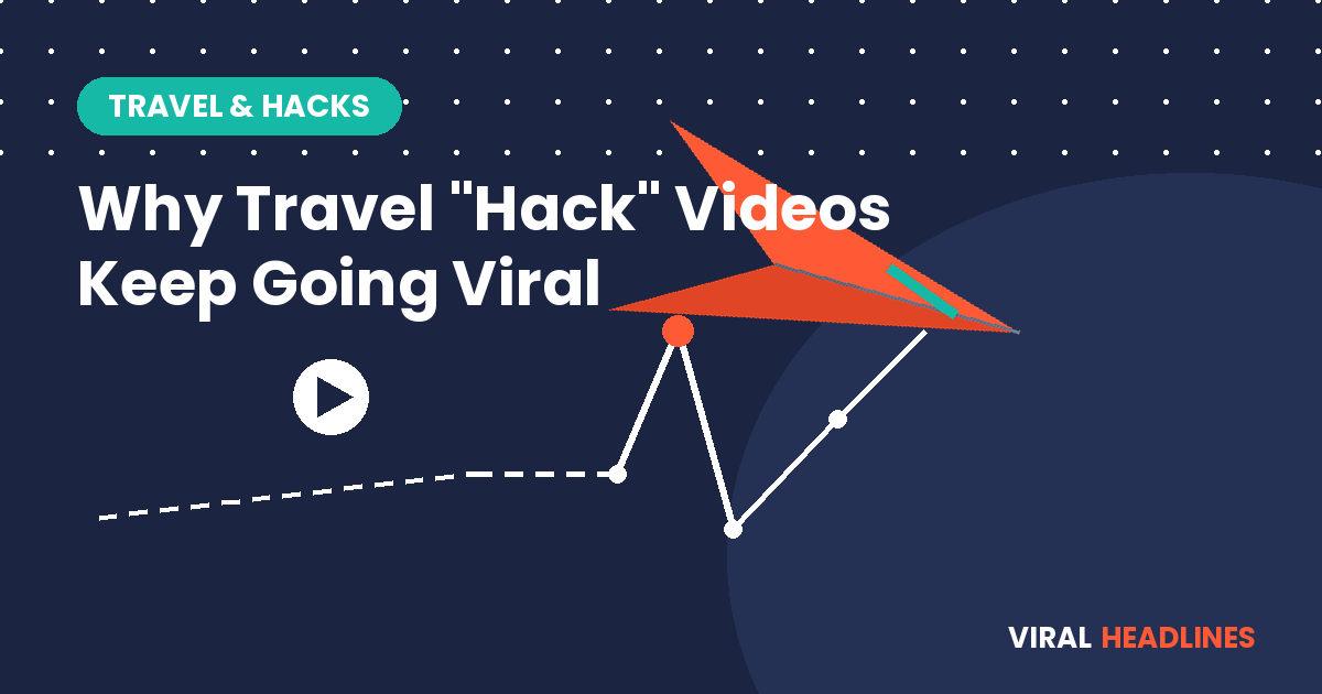 illustration of paper airplane following a viral trend line, travel hack videos concept